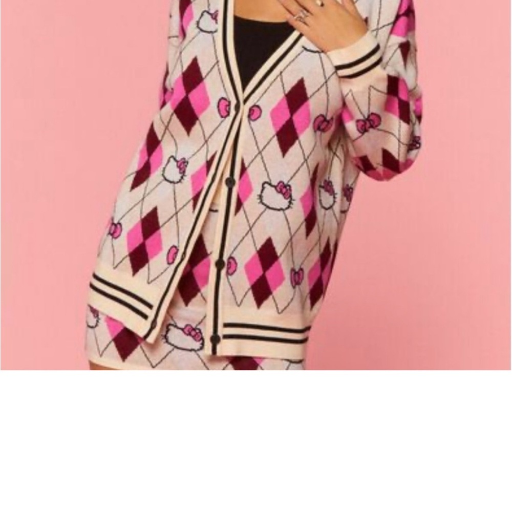 Hello Kitty & Friends X Forever 21 Argyle Cardigan Sweater Women’s Size M